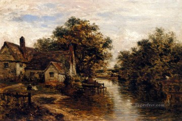 ブルック川の流れ Painting - ウィリー・ロッツ・ハウス 巡査の主題 ヘイ・ウェインの風景 ベンジャミン・ウィリアムズ リーダーの流れ